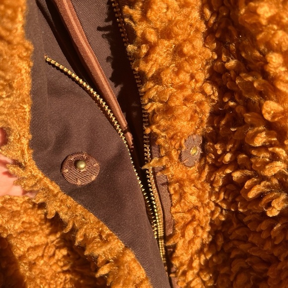 jcrew textured teddy vegan sherpa coat warm brandy brown XL super soft! - Picture 5 of 15